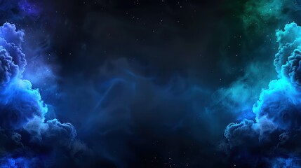 Cosmic Dreamscape: A breathtaking vista of a vibrant nebula, its ethereal clouds of cosmic gas painted in shades of blue and green, a symphony of color against the backdrop of a star-speckled expanse.