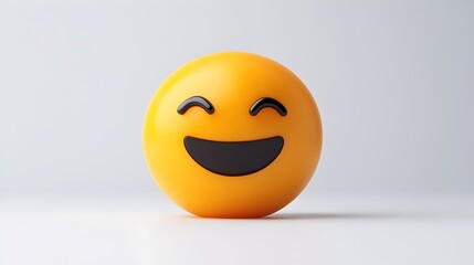 Fototapeta premium Cheerful smiley face displayed on a white surface representing joy and happiness in a simple yet fun way