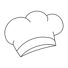 Black and white vector illustration a chef's hat on a white background.