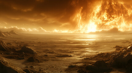 Obraz premium Fiery alien landscape