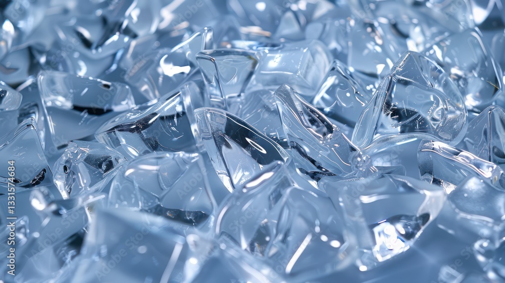 Poster crystalline chill: an abstract close-up view of numerous ice cubes, showcasing their translucent nat