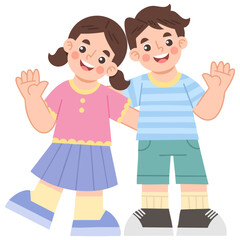 Illustration of cheerful friendship of children