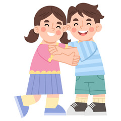 Illustration of Playful Children Embracing Each Other