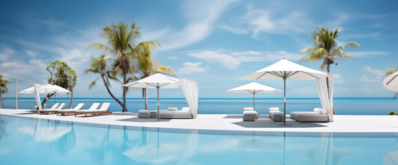 Fototapeta premium Serene Luxury Poolside Tropical Retreat