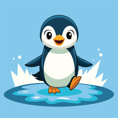 penguin on ice Penguin on an ice floe. A cute arctic bird happily stands on an iceberg' natural ice and inhabitants of Antarctica 