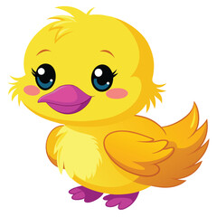 A cute chicken chick yellow baby bird cartoon mascot illustration 