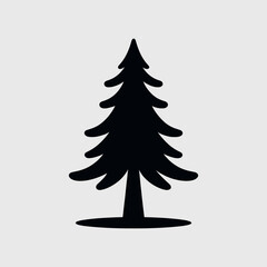 Pine Tree Silhouette Icon – Ideal for Badges, Emblems, and Labels