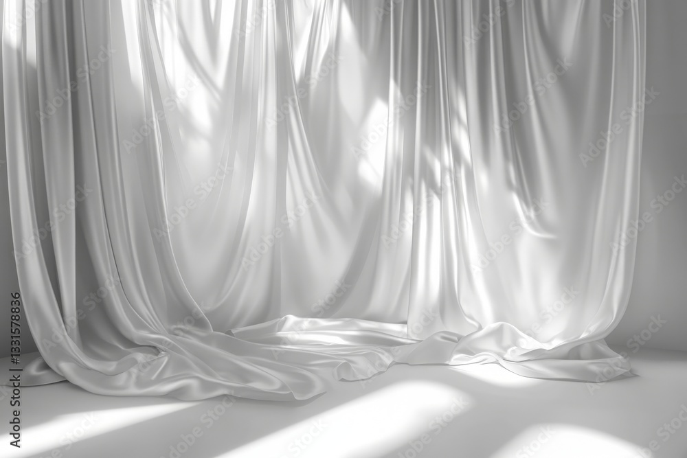 Aufkleber Soft white drapery with gentle light creating a serene atmosphere in a minimalistic space
