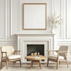 Elegant Living Room with Minimalist Decor and Neutral Tones