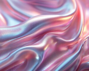 Obraz premium A close-up of shimmering satin fabric in soft pink and blue hues, creating an elegant and dreamy appearance.