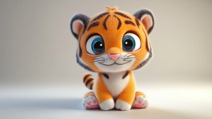 Adorable cartoon illustration of a cute baby tiger cub