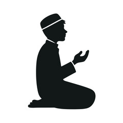 Islamic Prayer Silhouette - Muslim Child in Worship for Ramadan and Eid Themes