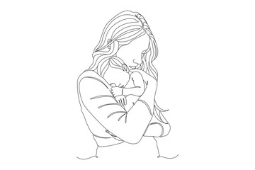 Mother Embracing Sleeping Child – Tender Family Moment