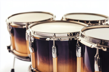 Obraz premium Snare drum isolated on white background, Selective focus drum set on white background.