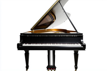 Fototapeta premium Selective focus grand piano isolated on white background, Luxury design piano on white background.