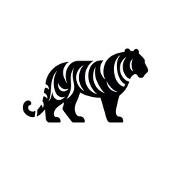 Minimalist Royal Bengal Tiger Silhouette - Ideal for Logos, Branding, and Wall Art