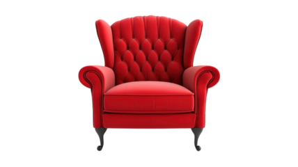 Elegant red upholstered armchair designed for comfort and style in modern living spaces and contemporary interiors