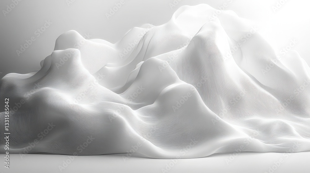 Poster monochromatic waves: abstract smooth digital texture with elegant gradient