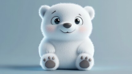 A Fluffy White Cartoon Bear Smiling With Cute Little Paws