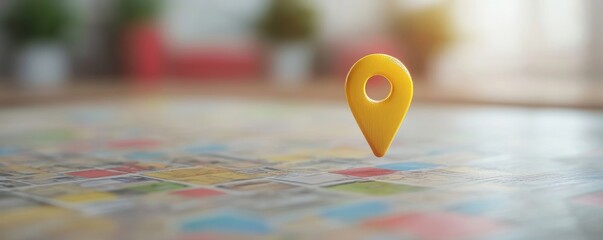 a yellow location marker on top of a map.