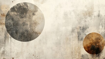 Two textured circles against a mottled vintage style background