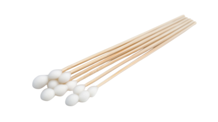 Cotton swabs arranged neatly on a white background demonstrating hygiene products for personal care