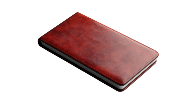 Leather notebook lying flat on a surface with a smooth texture and sleek design for organization