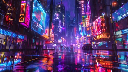 Obraz premium futuristic cityscape with neon lights