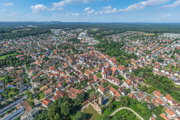 Die sehenswerte Stadt Hilpoltstein in Mittelfranken aus der Vogelperspektive