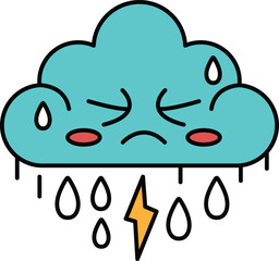 A cartoon drawing of a stormy sky with a lightning bolt
