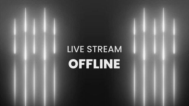 black and white live streaming offline text animation with glowing neon light