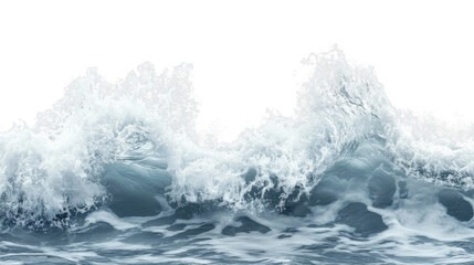 Obraz premium Big blue ocean wave breaking with foam and transparent background