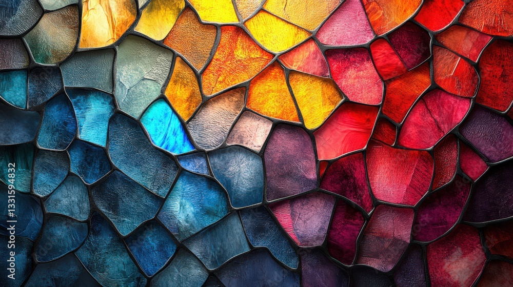 Poster vibrant fragmented mosaic texture with rich spectral color variations