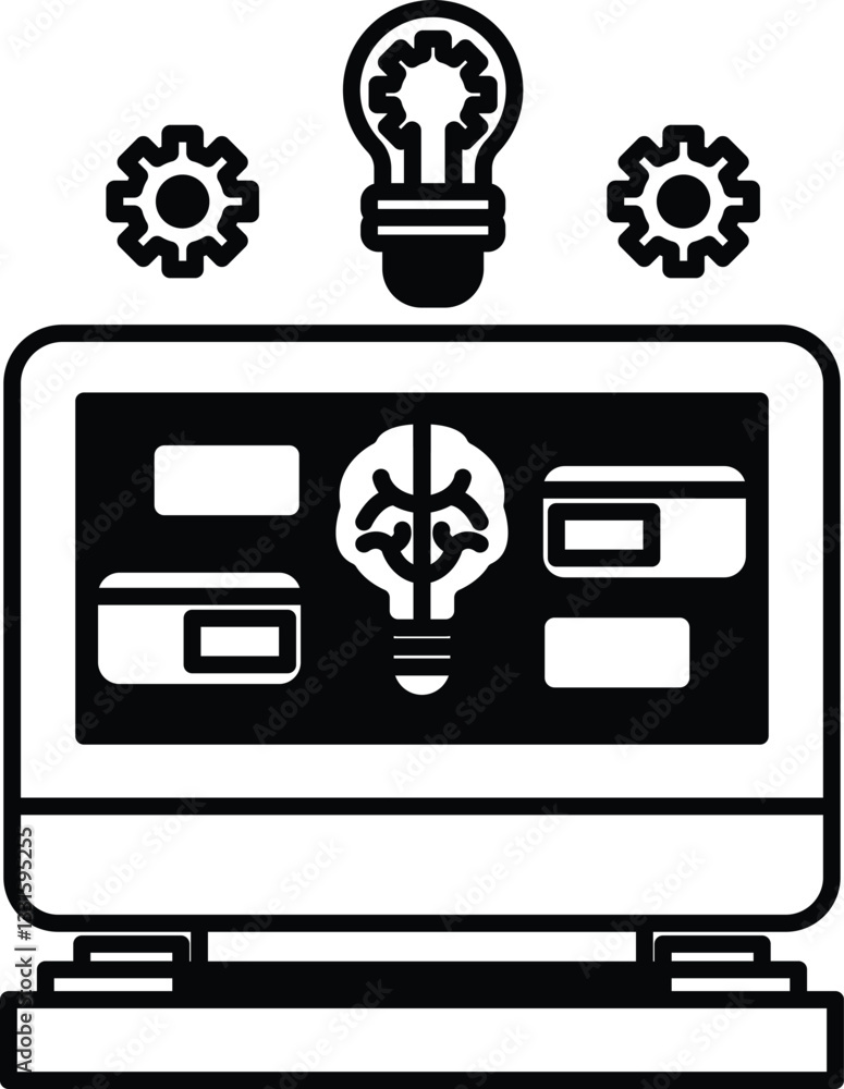 Poster computer monitor with a light bulb on it