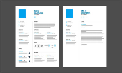 Obraz premium Clean Resume Layout, Minimalist resume cv template, Resume design template