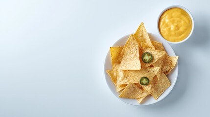 Crunchy Tortilla Chips with Spicy Jalapeno and Cheese Dip