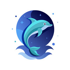 vector illustration of a dolphin jumping out of water on transparent background