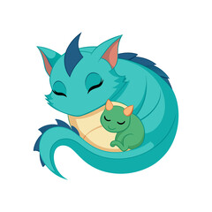 cat and mouse are sleeping  on transparent background