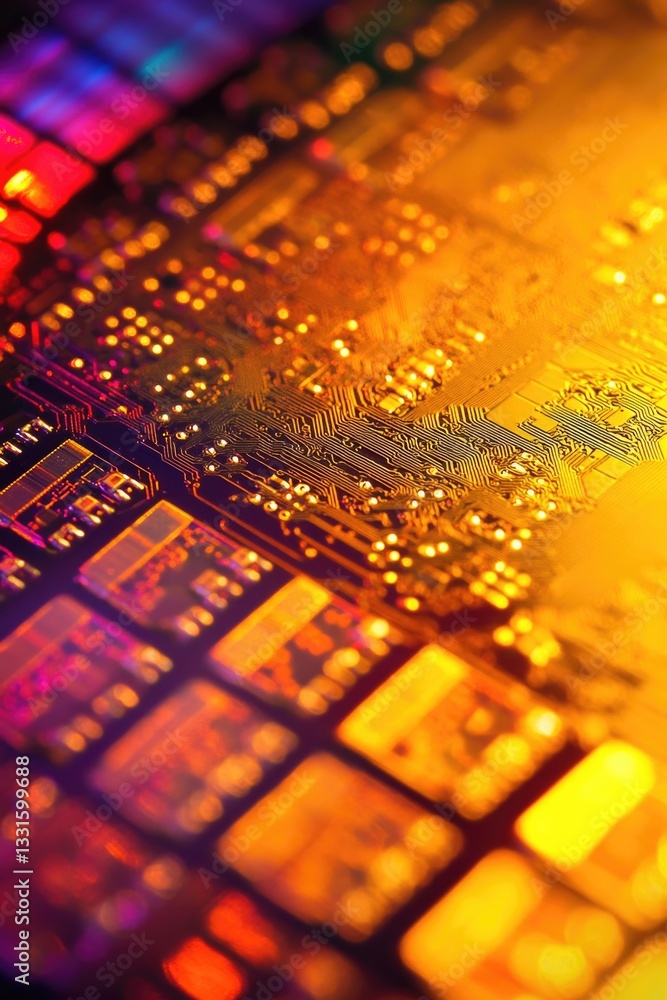 Poster A detailed view of a computer's motherboard, ideal for technology and electronics related projects