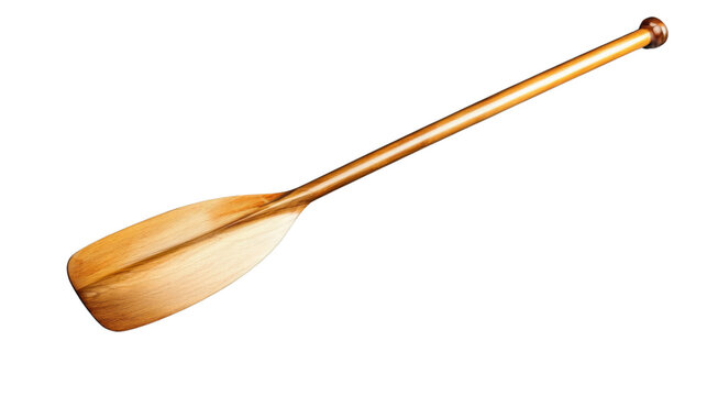 Wooden paddle isolated on transparent background, rowing and canoeing equipment