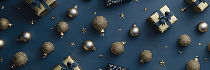 Festive Christmas Background with Gifts and Decorations