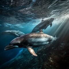 Obraz premium A glimpse into the life of vaquitas in the Gulf of California.