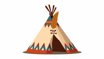 Traditional Native American tipi with geometric patterns, cultural symbol