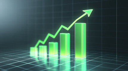 Futuristic Financial Bar Graph with a Rising Growth Trend