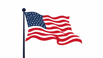 Geometric American flag waving in the wind, patriotic symbolism
