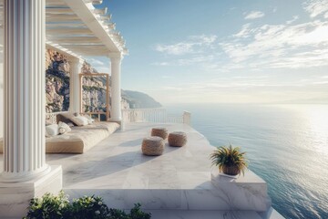 Obraz premium Serene minimalistic design enhances the coastal experience.