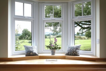Durable and attractive, UPVC double glazed bay windows offer both aesthetics and insulation.