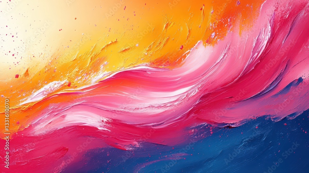 Poster dynamic abstract painting with vibrant brushstrokes and luminous color gradient