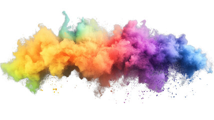 Colorful rainbow smoke exploding on transparent background