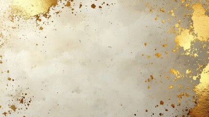 Gold Foil Splatters Decorate a Soft Textured Abstract Background